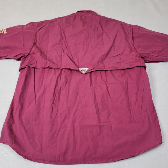 Columbia Mens FSU Seminoles Button Up Shirt Short Sleeve Vented Cotton Size L - Picture 7 of 9